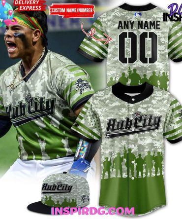 Hub City Spartanburgers Military Appreciation 2025 Camo Baseball Jersey