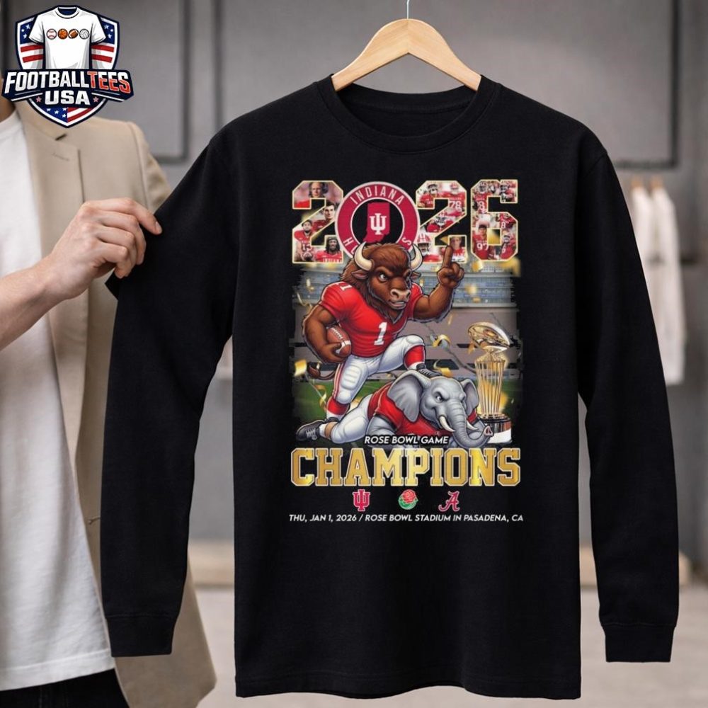 Indiana Hoosiers Beat Alabama Crimson Tide Mascot 2026 Rose Bowl Game Champions Thu Jan 1 2026 Unisex Shirt - Image 4