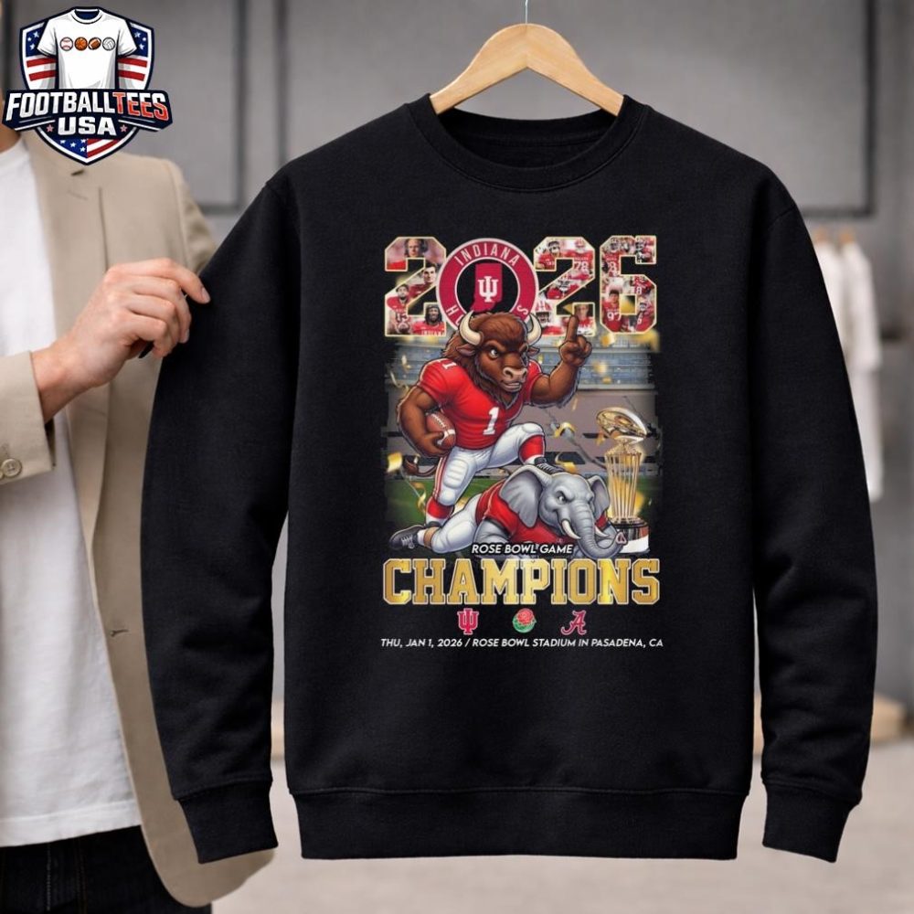 Indiana Hoosiers Beat Alabama Crimson Tide Mascot 2026 Rose Bowl Game Champions Thu Jan 1 2026 Unisex Shirt - Image 2