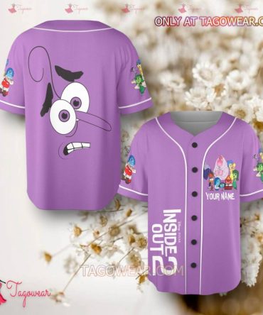Personalized Inside Out Baseball Jersey – Purple Cartoon Design, Custom Name Option!