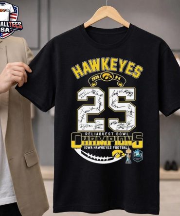 Iowa Hawkeyes 2025 9-4 Reliaquest Bowl Champions Signatures Unisex Shirt