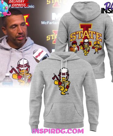 Iowa State Football Cardinal Mascot 2024 Grey Hoodie