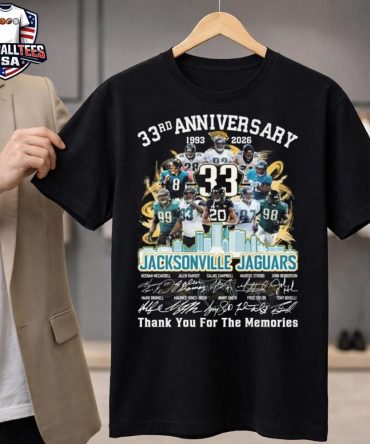 Jacksonville Jaguars Skyline 33Th Anniversary 1993-2026 Players Signatures Thank You For The Memories Unisex Shirt