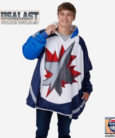 New Nhl Winnipeg Jets Big Logo Blanket Hoodie Hoodie Blanket