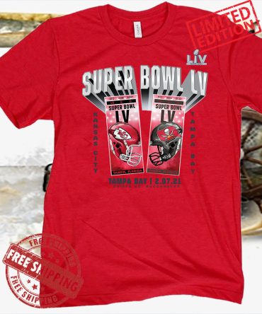 Kansas City Chiefs Vs. Tampa Bay Buccaneers Fanatics Branded White Super Bowl Lv Matchup Tickets T-Shirt