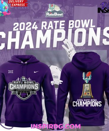 Kansas State Wildcats 2024 Rate Bowl Champions Purple All Over Print Hoodie, 3D Hoodie