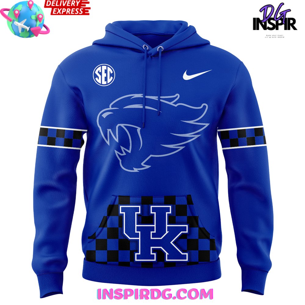 Kentucky Wildcats Sec Nike Checkered Blue Hoodie - Image 2