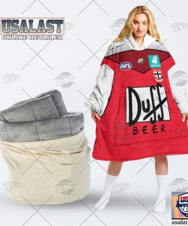 Personalised Afl St Kilda Football Club Duff Beer Blanket Hoodie Hoodie Blanket
