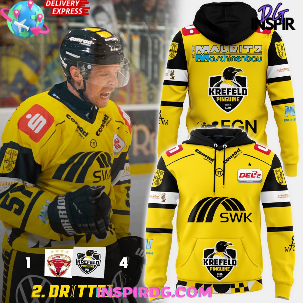 Krefeld Pinguine Hockey 2024 Yellow Hoodie