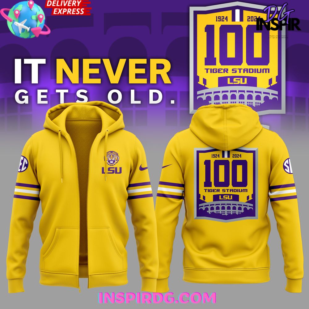Lsu Tigers 100 Tiger Stadium Special Yellow Zip Hoodie