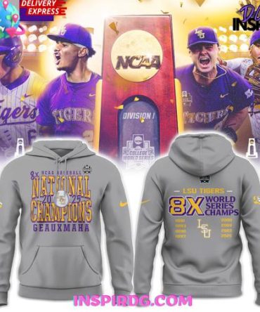 Lsu Tigers 8X College World Series Champions 2025 Gray Edition All Over Print Hoodie