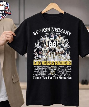 Las Vegas Raiders Skyline 66Th Anniversary 1960-2026 Players Signatures Thank You For The Memories Unisex Shirt