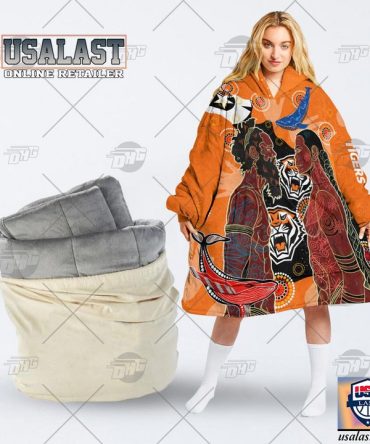 Personalized Wests Tigers Naidoc Blanket Hoodie Hoodie Blanket