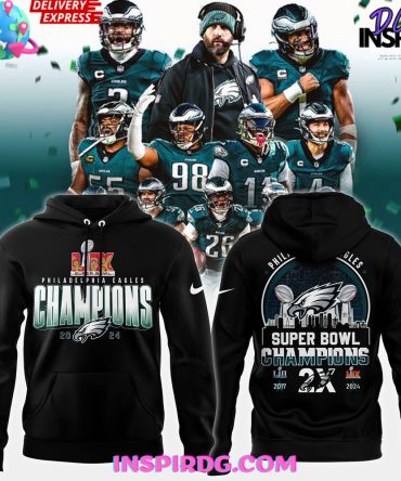 Limited Philadelphia Eagles Super Bowl Lix Champions Black All Over Print Hoodie, 3D Hoodie