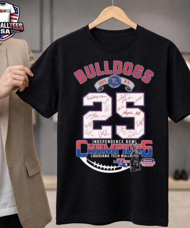 Louisiana Tech Bulldogs 2025 8-5 Independence Bowl Champions Signatures Unisex Shirt