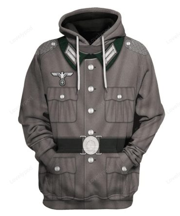 Historical Hoodie M40 Tunic German Army Heer Costume T-Shirt Gray Unisex