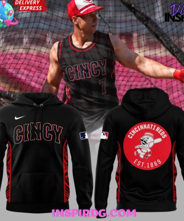 Mlb Cincinnati Reds Red Black Stripped Hoodie