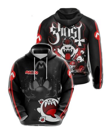 Mario Hoodie Mario Boo Ghost Hoodie Black Unisex