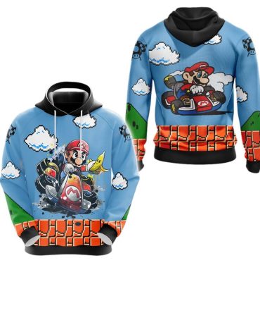 Mario Hoodie All Characters Using Banana Hoodie Blue Unisex