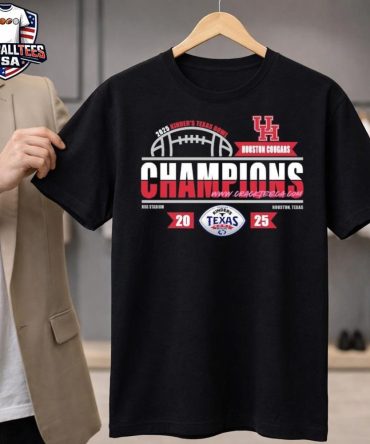 Men'S Houston Cougars Football 2025 Kinder'S Texas Bowl Champions Locker Room Unisex Shirt