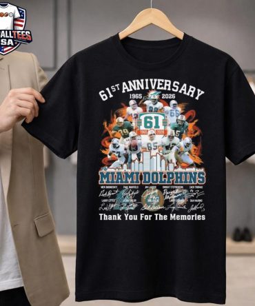 Miami Dolphins Skyline 61Th Anniversary 1965-2026 Players Signatures Thank You For The Memories Unisex Shirt