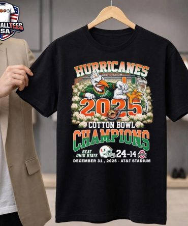 Miami Hurricanes 2025 Cotton Bowl Champions 24-14 Mascot Beat Ohio State Unisex Shirt