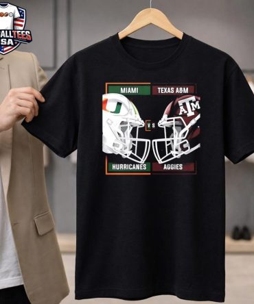Miami Hurricanes And Texas A&Amp;M Aggies 2025 Football College Playoff Matchup T-Shirt