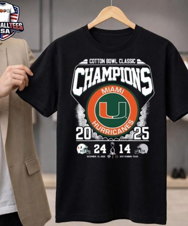 Miami Hurricanes Cotton Bowl Classic Champions 2025 Score 24-14 Dec 31 2025 At&Amp;T Stadium Texas Unisex Shirt