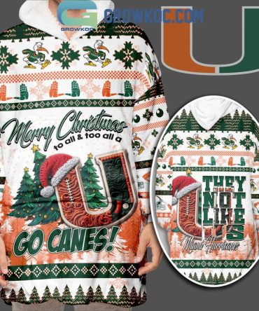 Miami Hurricanes Merry Christmas To All Not Like Us Oodie Hoodie Blanket