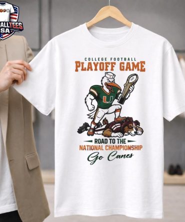 Miami Hurricanes Ncaa College Football Playoff Game Road To The National Championship Go Canes Mascot 2025 T-Shirt