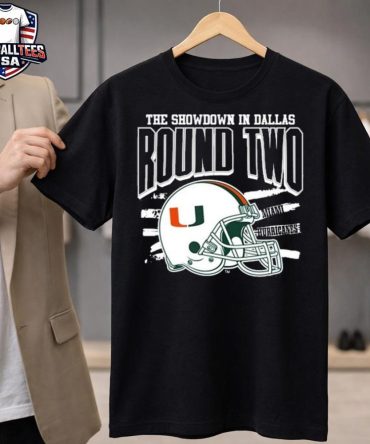 Miami Hurricanes The Showdown In Dallas Round Two Helmet Unisex Shirt