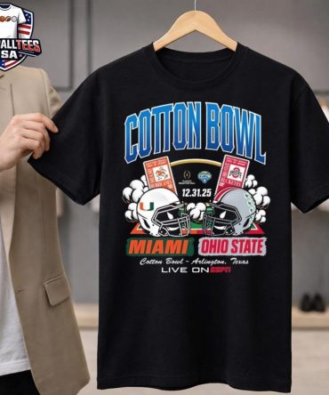 Miami Hurricanes Vs Ohio State Buckeyes 2025 Cotton Bowl Head To Head 12-31-2025 Tickets Helmet Unisex Shirt