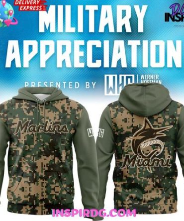 Miami Marlins Military Appreciation 2025 All Over Print Hoodie