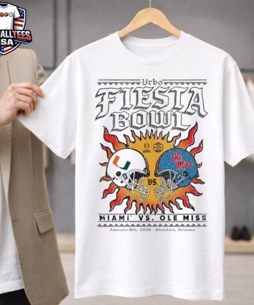 Miami Vs Ole Miss 2026 Vrbo Fiesta Bowl Matchup Cfp Semifinal Solar Standoff Helmet Shirt