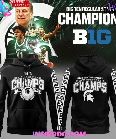 Michigan State Spartans Big Ten Champions 2025 Black All Over Print Hoodie, 3D Hoodie