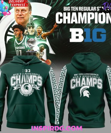 Michigan State Spartans Big Ten Champions 2025 Green All Over Print Hoodie, 3D Hoodie