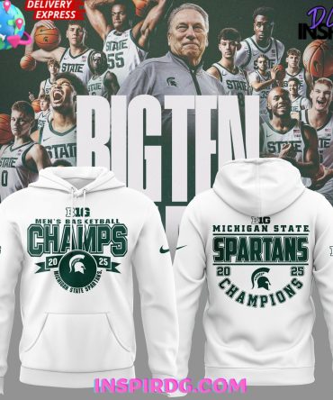 Michigan State Spartans Big Ten Champions 2025 White All Over Print Hoodie, 3D Hoodie