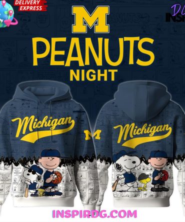Michigan Wolverines Baseball X Peanuts Night All Over Print Hoodie, 3D Hoodie