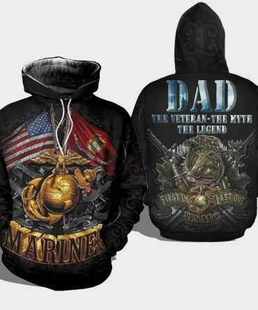 Veteran Marines Dad Shirt The Veteran Myth Legend First In Last Out T-Shirt Hoodie