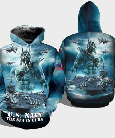 Veteran Us Navy Hoodie Marine Corps Emblem The Sea Is Ours Poseidon Aop T-Shirt 3D Hoodie