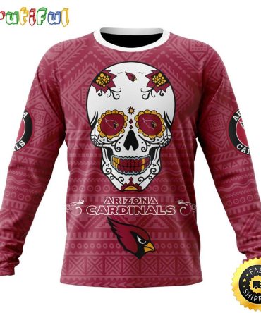 Nfl Arizona Cardinals Crewneck Sweatshirt Specialized Kits For Dia De Muertos Show Your Team Spirit