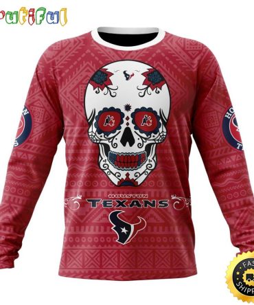 Nfl Houston Texans Crewneck Sweatshirt Specialized Kits For Dia De Muertos Show Your Team Spirit