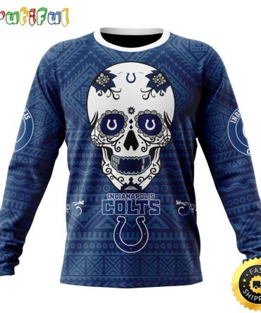 Nfl Indianapolis Colts Crewneck Sweatshirt Specialized Kits For Dia De Muertos Show Your Team Spirit