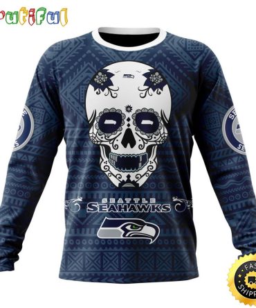 Nfl Seattle Seahawks Crewneck Sweatshirt Specialized Kits For Dia De Muertos Show Your Team Spirit