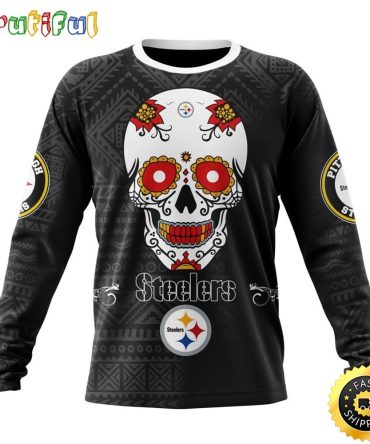 Nfl Pittsburgh Steelers Crewneck Sweatshirt Specialized Kits For Dia De Muertos Show Your Team Spirit