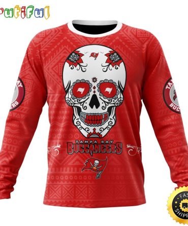 Nfl Tampa Bay Buccaneers Crewneck Sweatshirt Specialized Kits For Dia De Muertos Show Your Team Spirit
