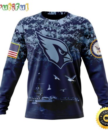 Nfl Arizona Cardinals Crewneck Sweatshirt Honor Us Navy Veterans Stylish Gear For Fans