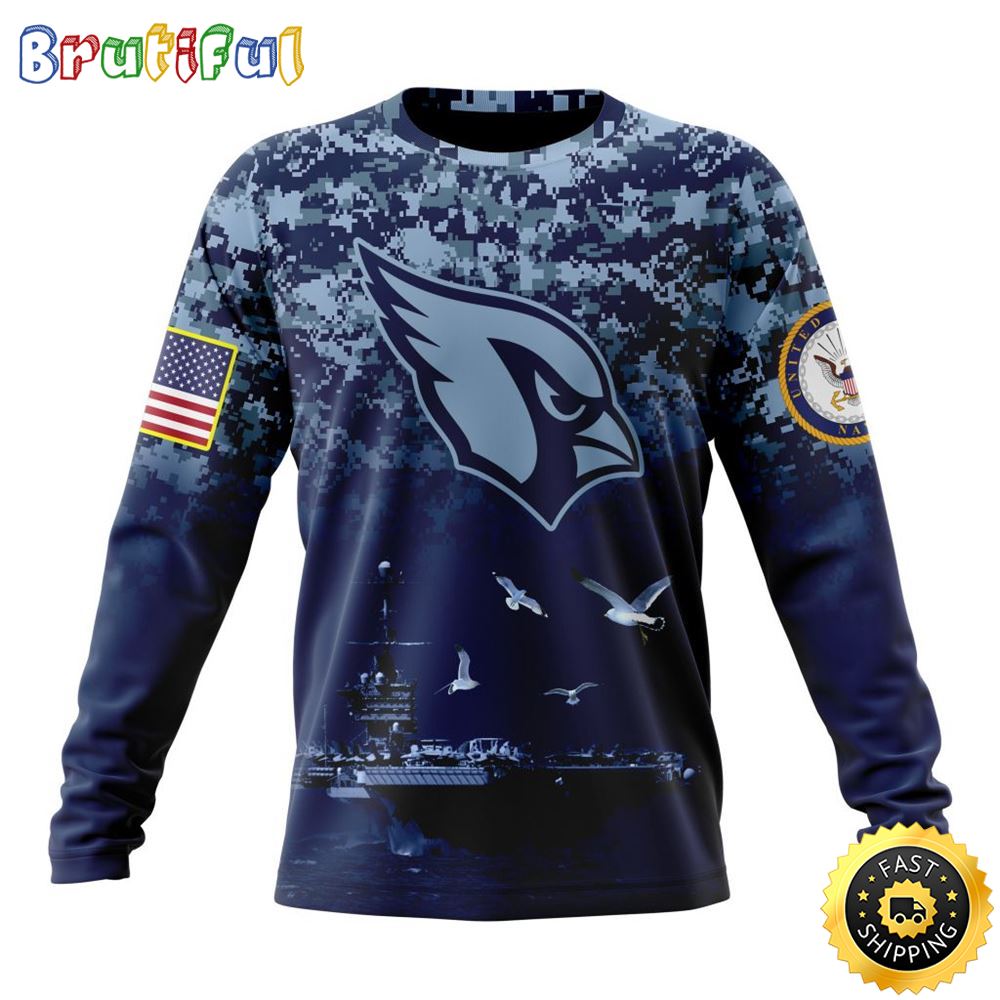 Nfl Arizona Cardinals Crewneck Sweatshirt Honor Us Navy Veterans Stylish Gear For Fans