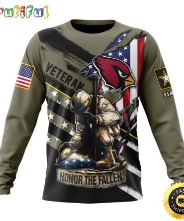 Nfl Arizona Cardinals Crewneck Sweatshirt Honor Veterans Kneeling Soldier Gifts For Football Fans