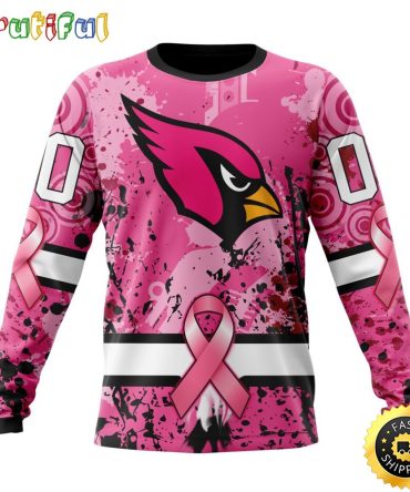 Nfl Arizona Cardinals Crewneck Sweatshirt I Pink I Can In October We Wear Pink Breast Cancer Gift For Football Fans